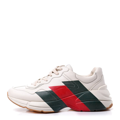 Gucci Calfskin Web Printed Mens Rhyton Sneakers 9.5 Mystic White 1 of 11