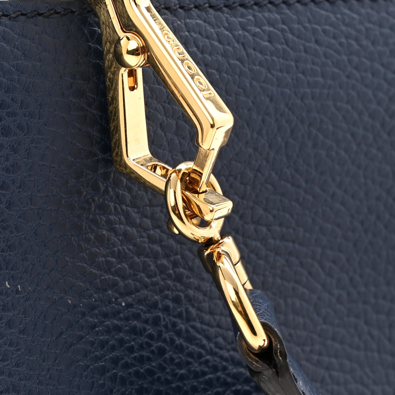 Gucci Nappa Bamboo Web Small Nymphaea Top Handle Bag Navy 1796495