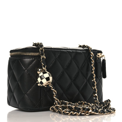 Chanel Lambskin Quilted Small Pearl Crush Vanity Case With Chain Black 3 of 10