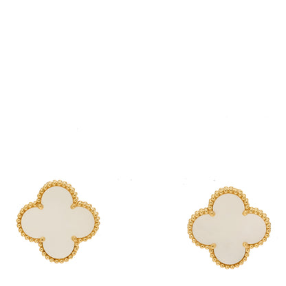 Van Cleef & Arpels 18K Yellow Gold Mother of Pearl Magic Alhambra Earrings 1 of 5