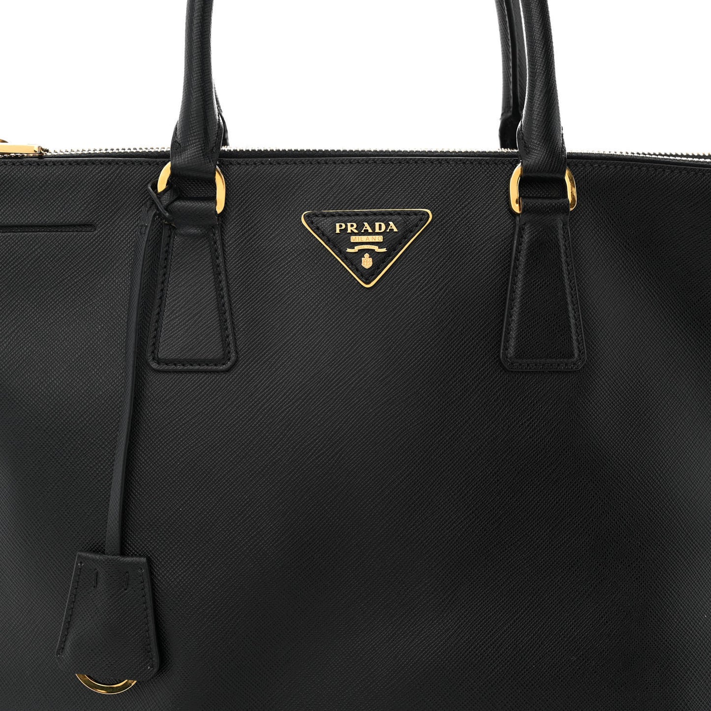 Saffiano Medium Galleria Double Zip Tote Black