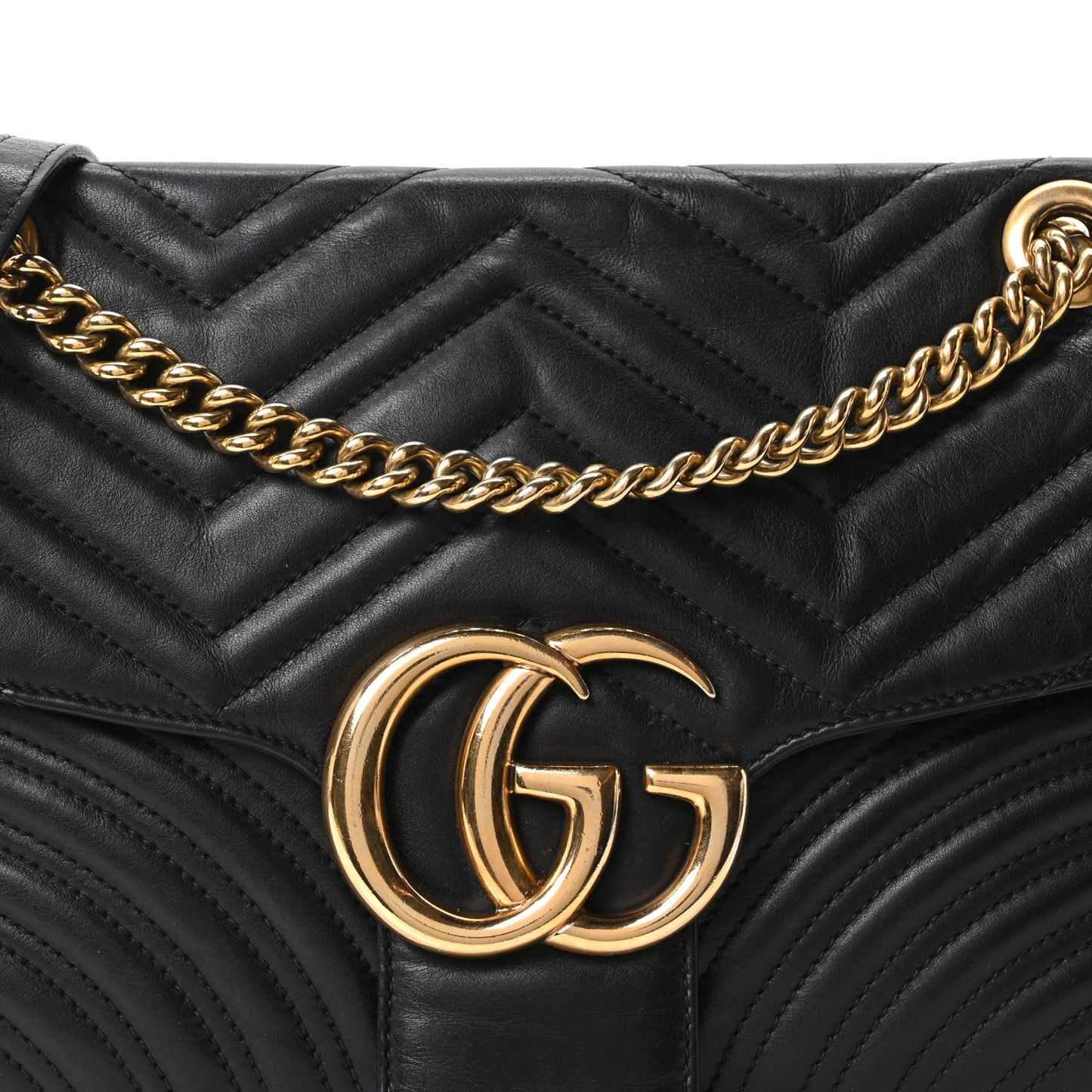 Calfskin Matelasse Medium GG Marmont Shoulder Bag Black