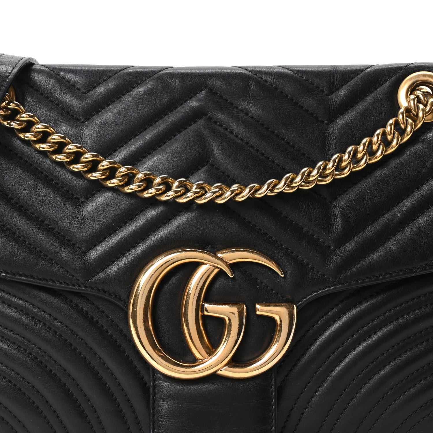 Gucci Calfskin Matelasse Medium GG Marmont Shoulder Bag Black 8 of 10