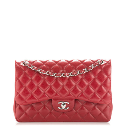 Chanel Caviar Quilted Jumbo Double Flap Red 1 of 8