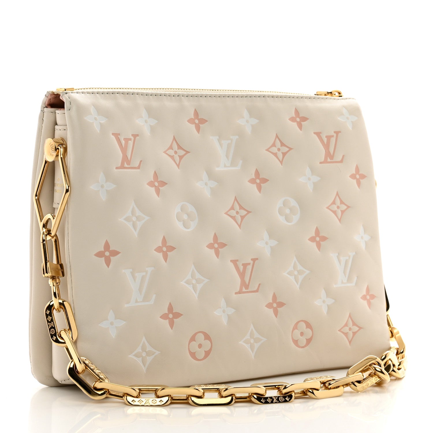 Louis Vuitton Lambskin Embossed Monogram Coussin PM Natural Creme 3 of 9