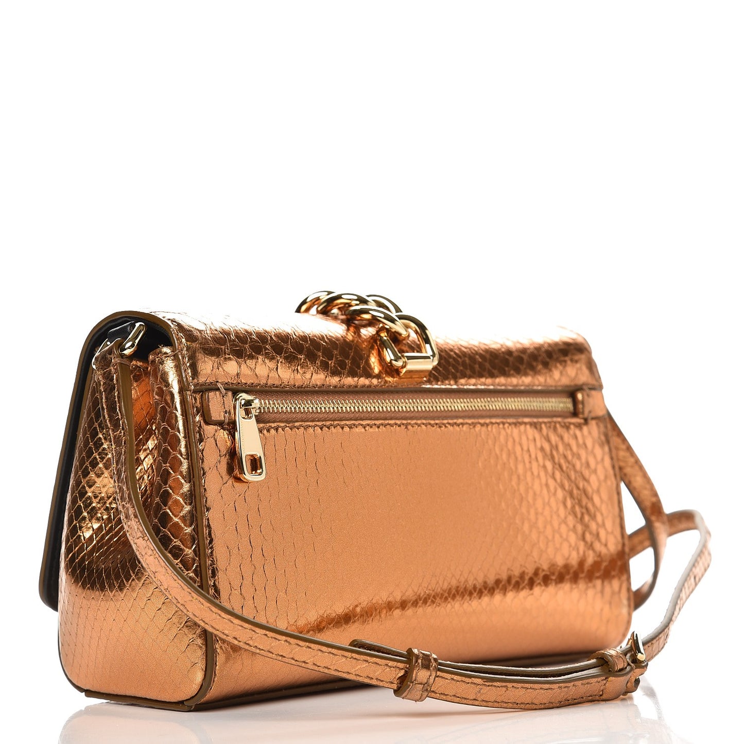Metallic Python Shoulder Bag Gold