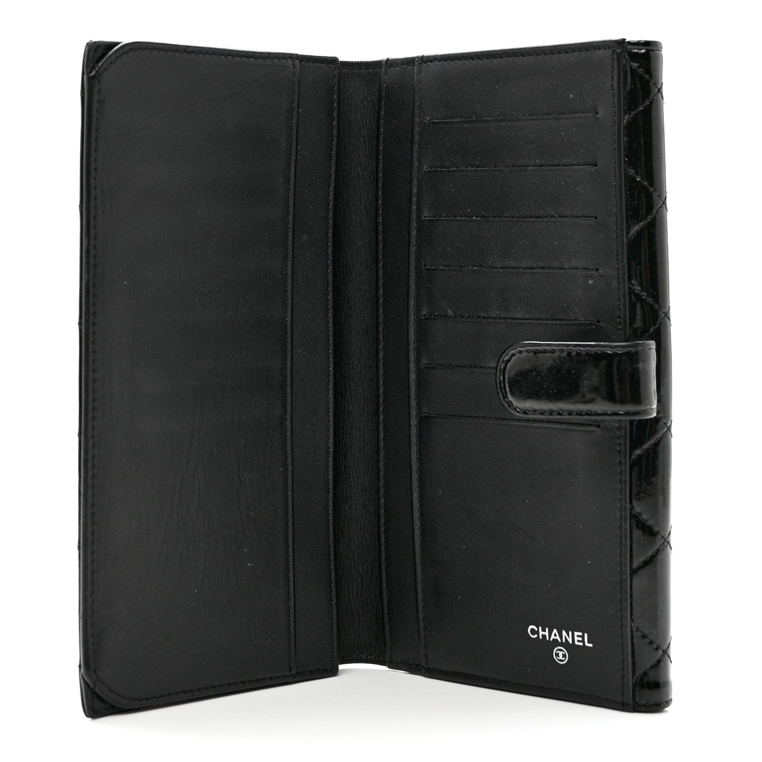 Chanel Patent Quilted Large Flap Wallet Black 5 of 10