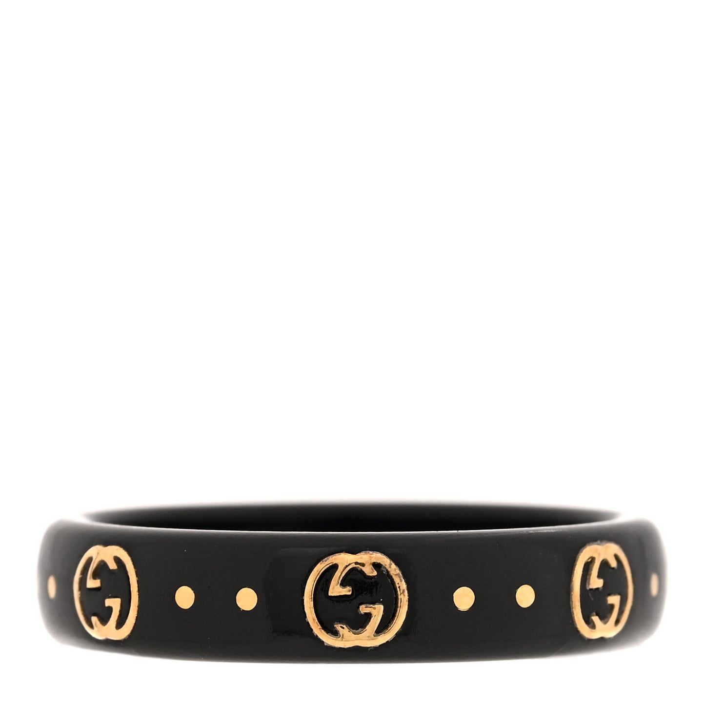 18K Yellow Gold Synthetic Corundum Icon Ring 51 5.75 Black