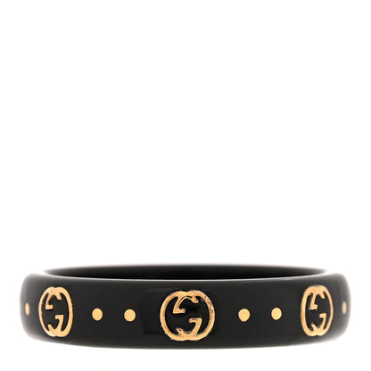 Gucci 18K Yellow Gold Synthetic Corundum Icon Ring 51 5.75 Black 3 of 5