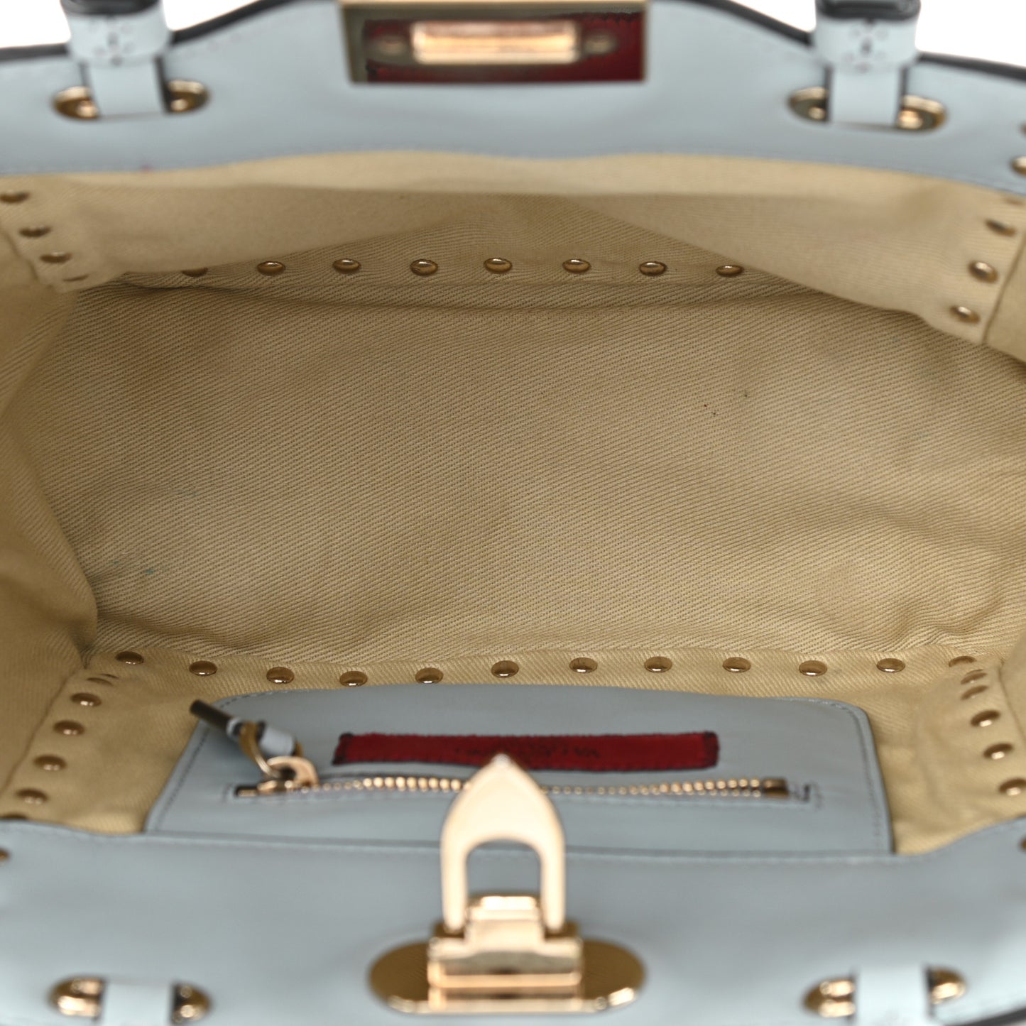 Vitello Mini Rockstud Tote Sky Sorbet