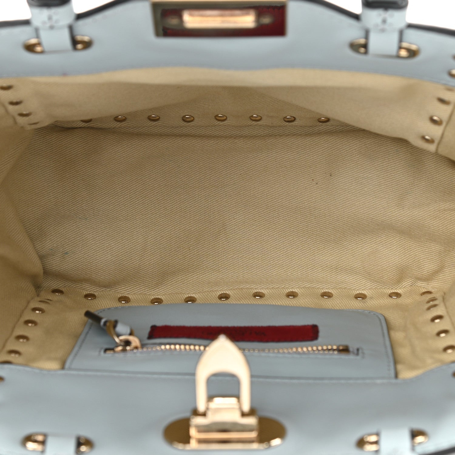 Valentino Garavani Vitello Mini Rockstud Tote Sky Sorbet 5 of 12