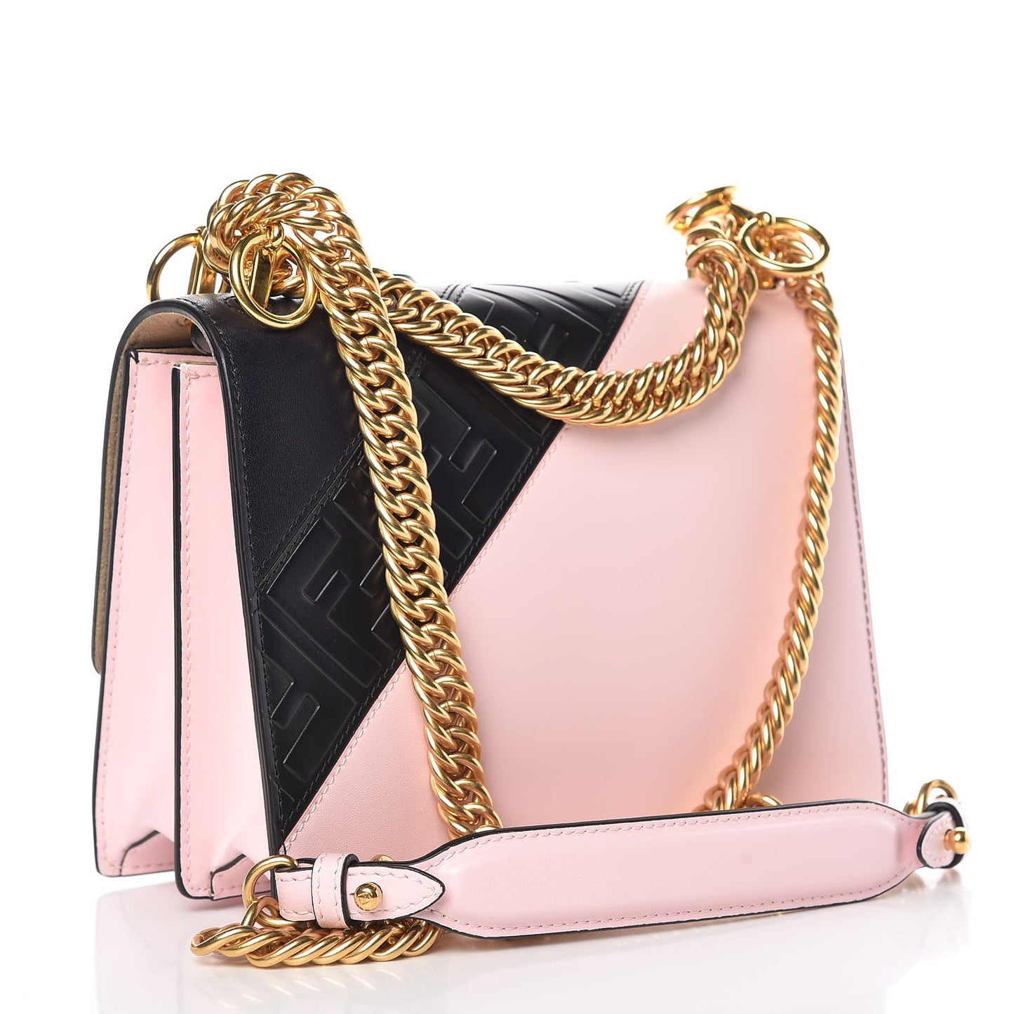X FILA Vitello Liberty Mania Bi-Color FF 1974 Embossed Small Kan I Shoulder Bag Black Confetto Multicolor