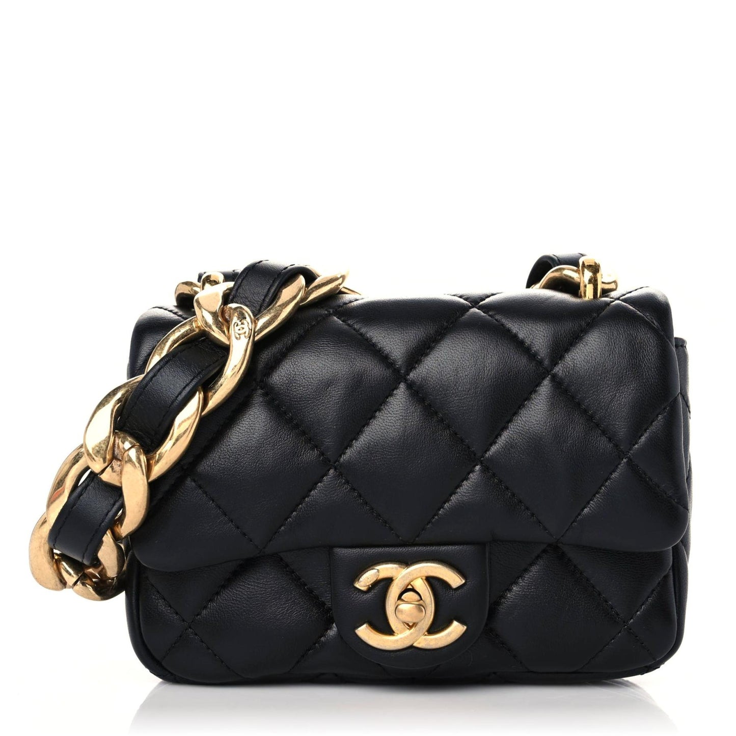 Lambskin Quilted Mini CC Funky Town Flap Black