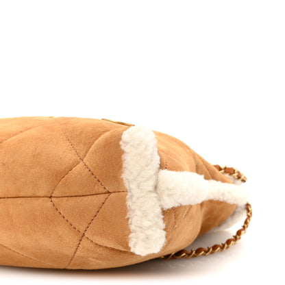 Chanel Suede Shearling Quilted Small Chanel 22 Brown White 11 of 11