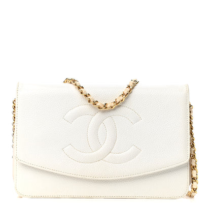 Chanel Caviar Timeless CC Wallet on Chain WOC White 1 of 4