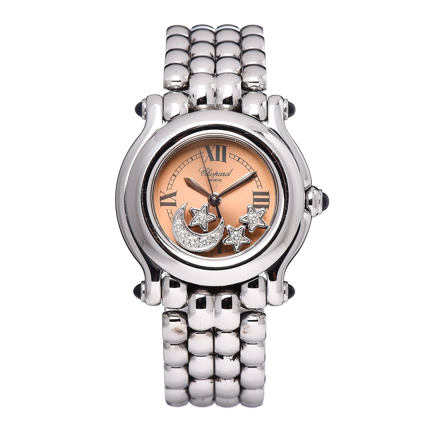 Stainless Steel Diamond 26mm Happy Sport Moon Star Quartz Watch Orange
