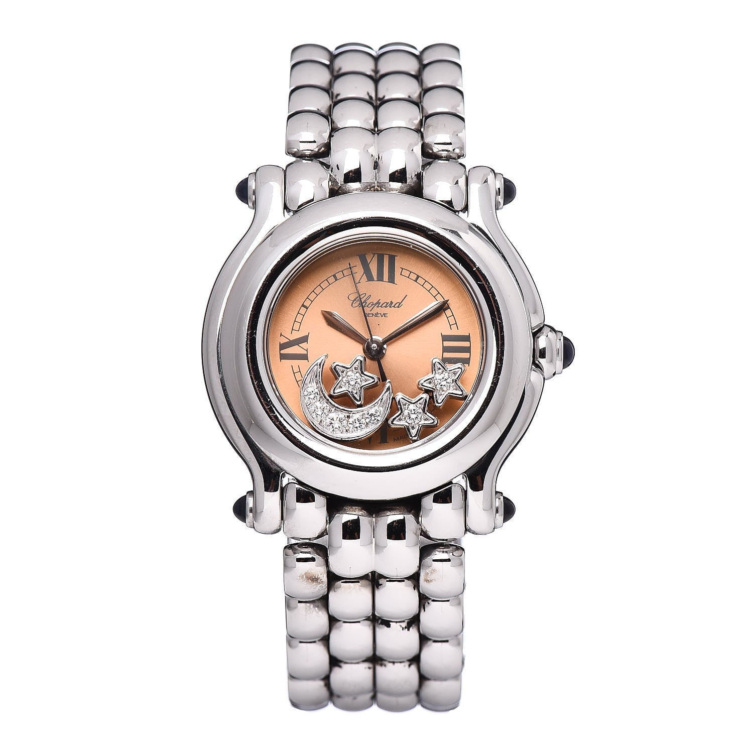 Chopard Stainless Steel Diamond 26mm Happy Sport Moon Star Quartz Watch Orange 1 of 7