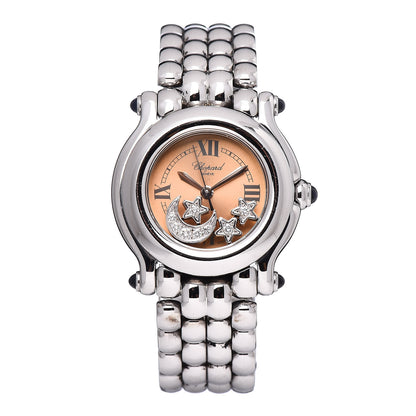 Chopard Stainless Steel Diamond 26mm Happy Sport Moon Star Quartz Watch Orange 1 of 7