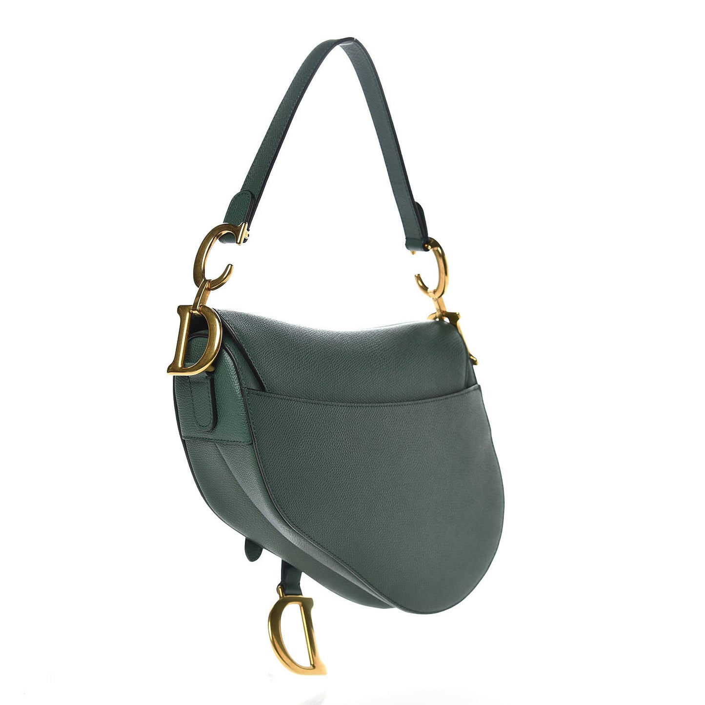 Grained Calfskin Saddle Bag Green