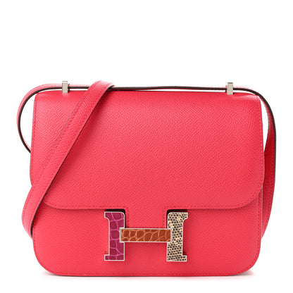 Hermes Epsom Shiny Alligator Lizard Constance 18 Rose Extreme Rose Poupre Etru 1 of 10