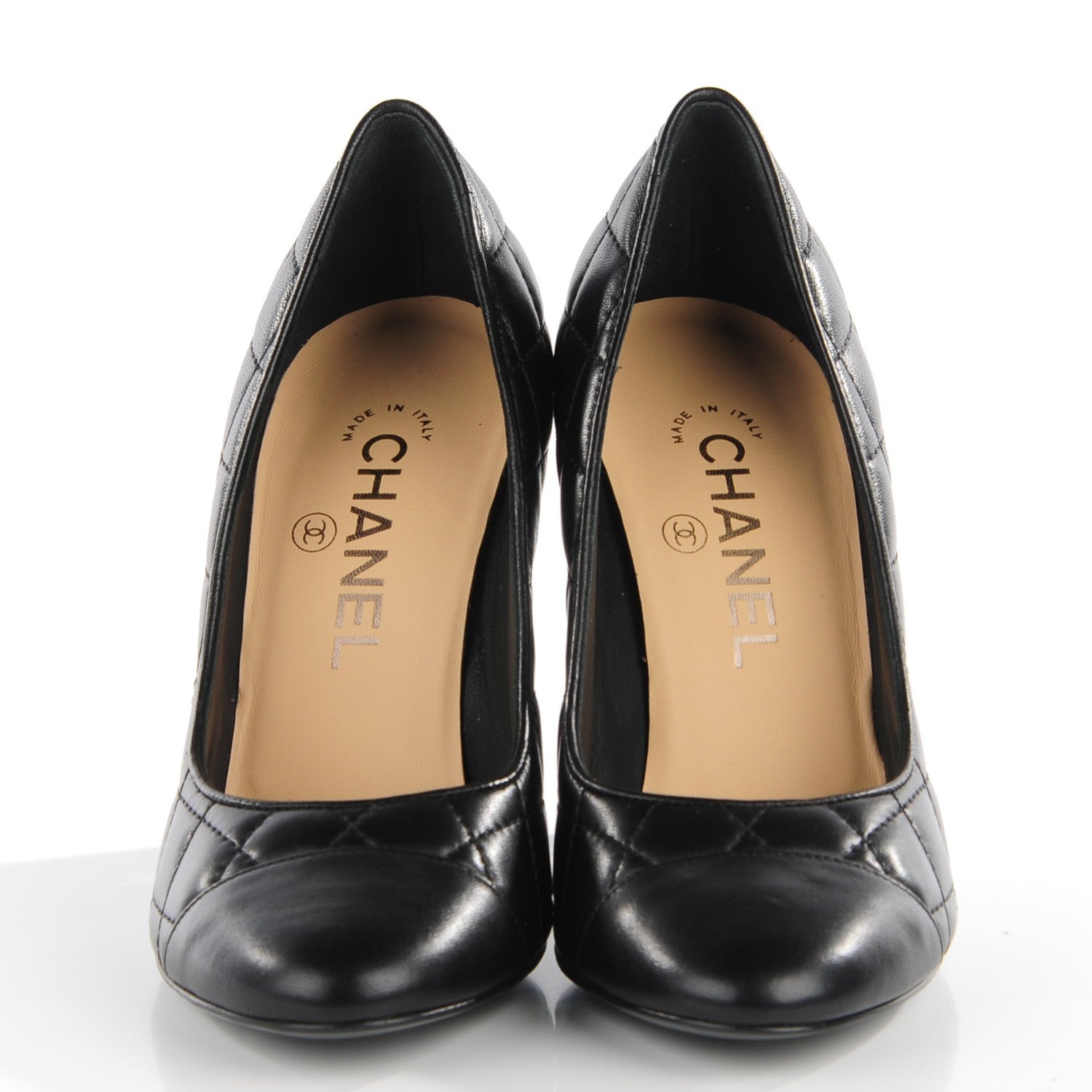Chanel Lambskin Quilted CC Cap Toe Pumps 37 Black 2 of 8