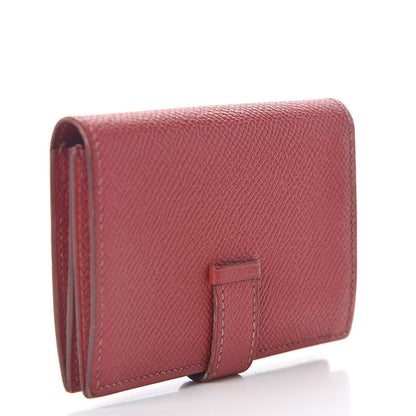 Hermes Epsom Bearn Card Holder Wallet Rouge Grenat 3 of 8