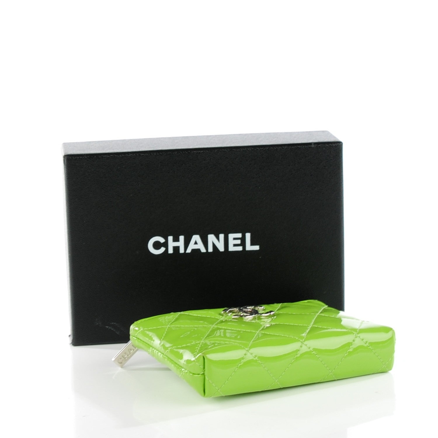 Chanel Patent Quilted Brilliant Key Holder Case Light Green 4 of 8