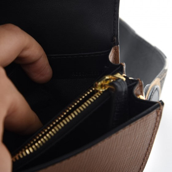 Grainy Calfskin House Check Small Buckle Bag Brown
