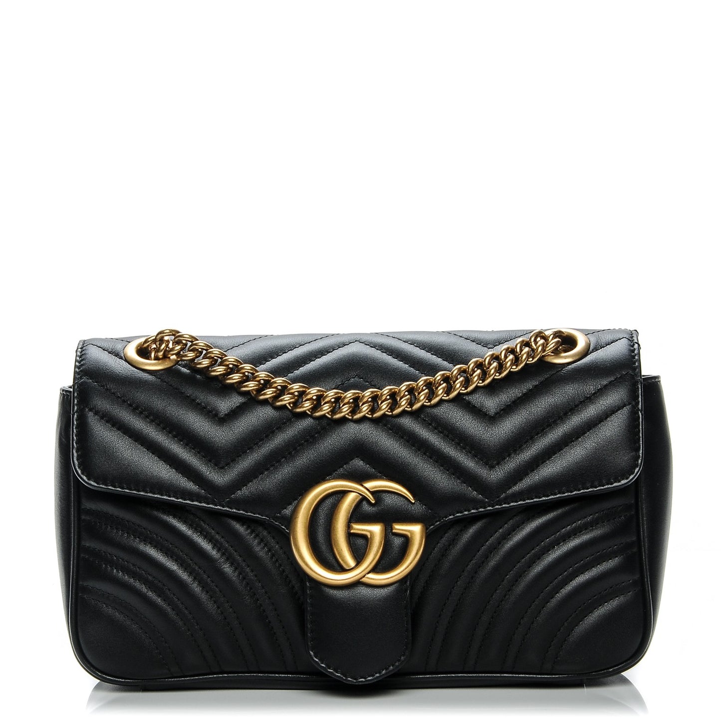 Calfskin Matelasse Small GG Marmont Shoulder Bag Black