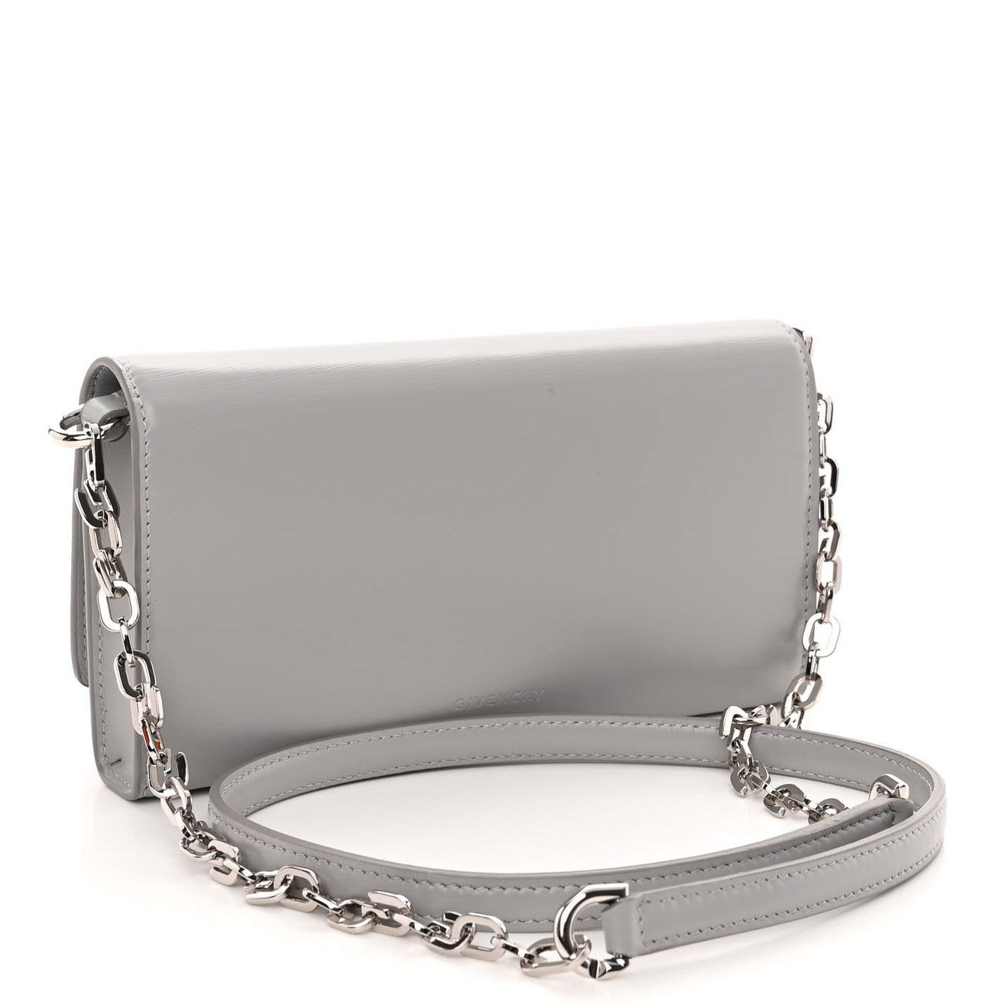 Calfskin 4G Wallet on Chain Cloud Grey