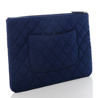 Chanel Jersey Quilted Medium Cosmetic Case Blue 3 of 8
