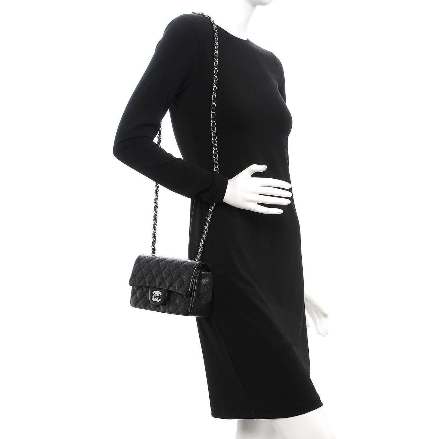 Caviar Quilted Mini Rectangular Flap Black