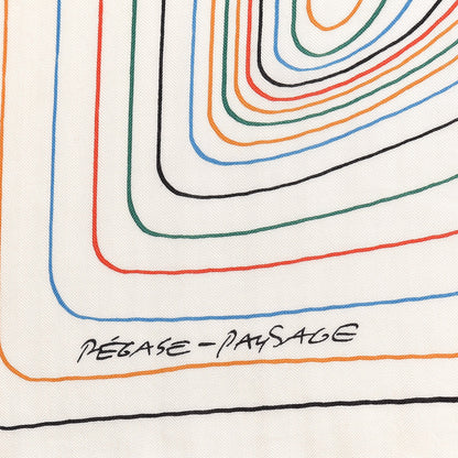 Hermes Cashmere Silk Pegase Paysage Shawl 140 Blanc Rouge Multicolor 3 of 8
