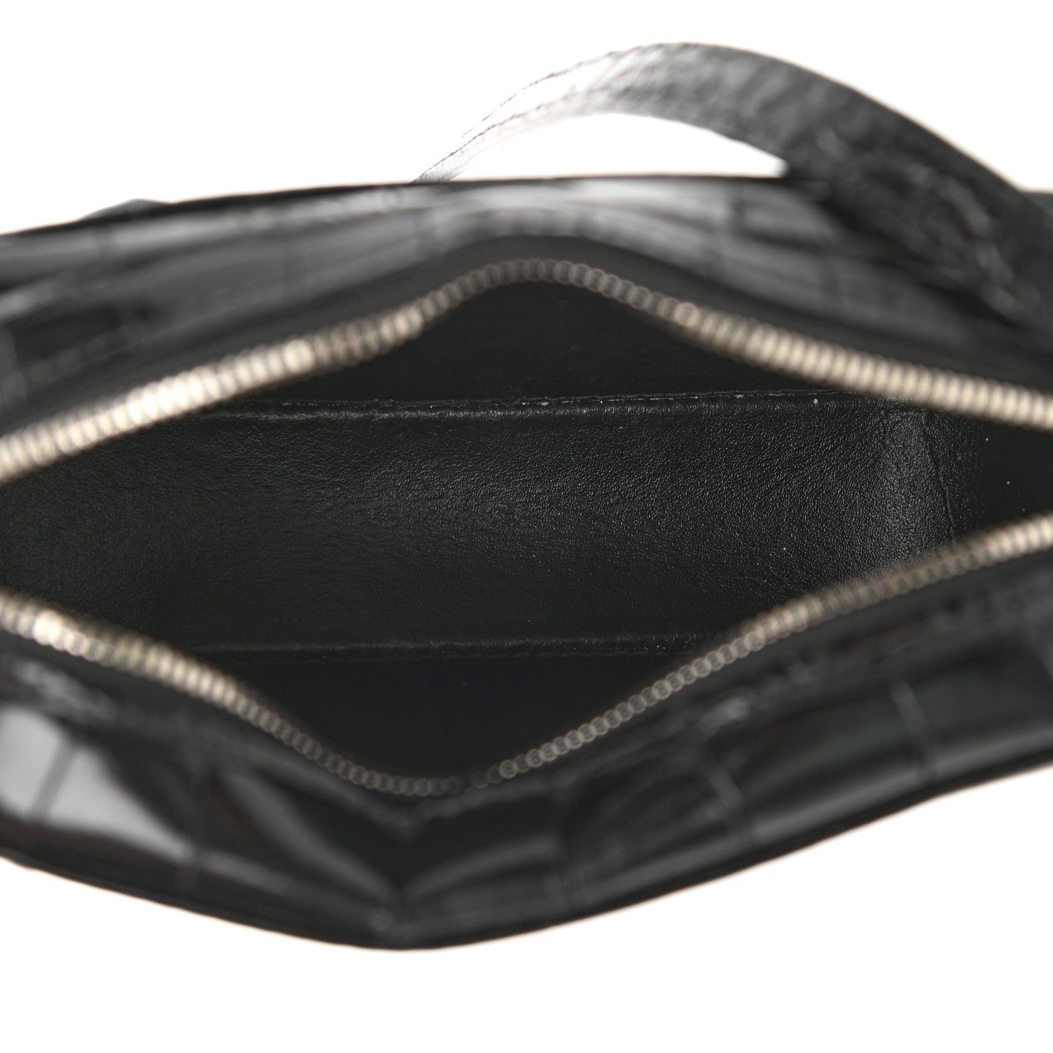 Balenciaga Shiny Calfskin Logo Crocodile Embossed XS Everyday Camera Bag Black 5 of 10