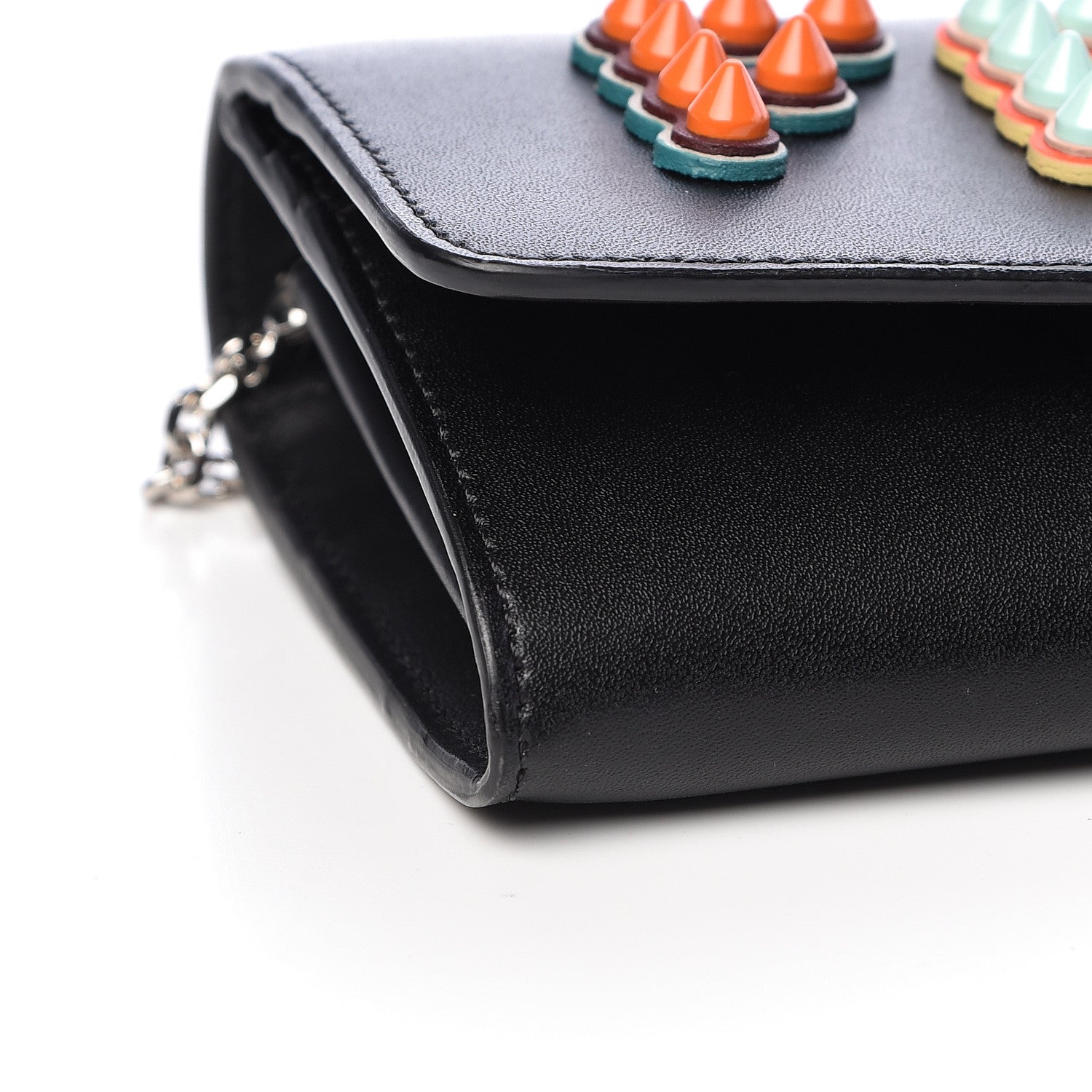 Fendi Vitello Liberty Fun Fair Studded Continental Wallet On Chain Black Multicolor 8 of 9