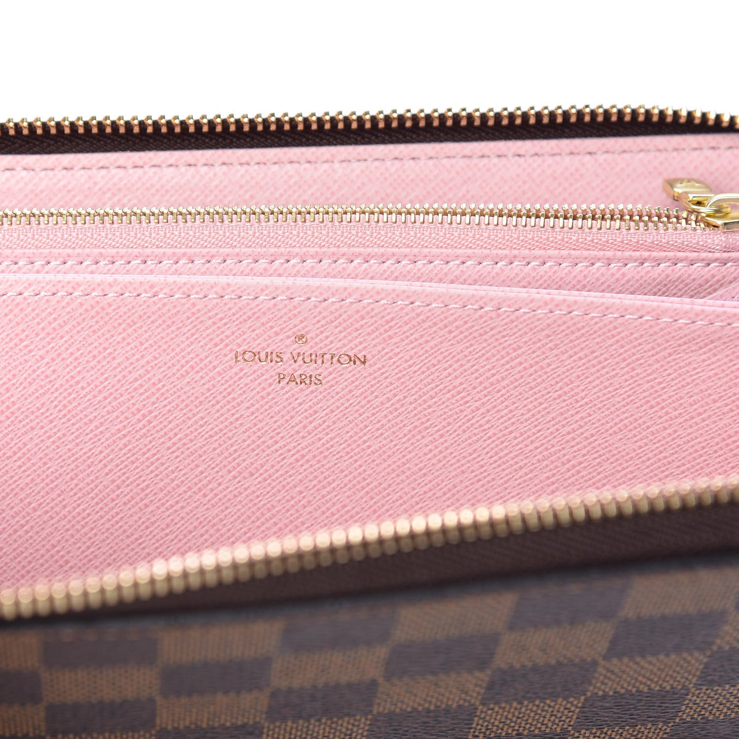 Damier Ebene Zippy Wallet Rose Ballerine