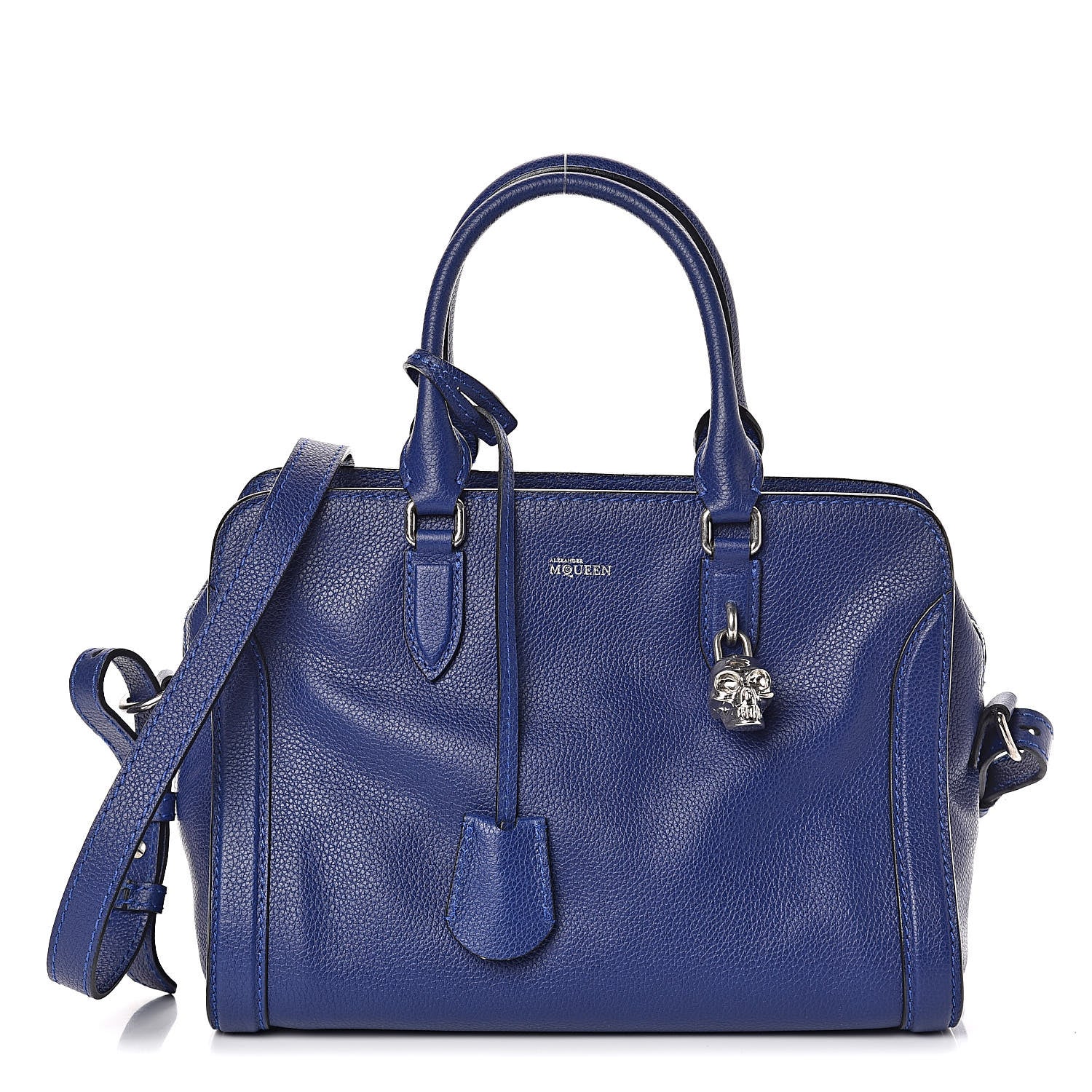 Alexander McQueen Pebbled Calfskin Small Skull Padlock Zip Around Tote Ultramarine 1 of 9