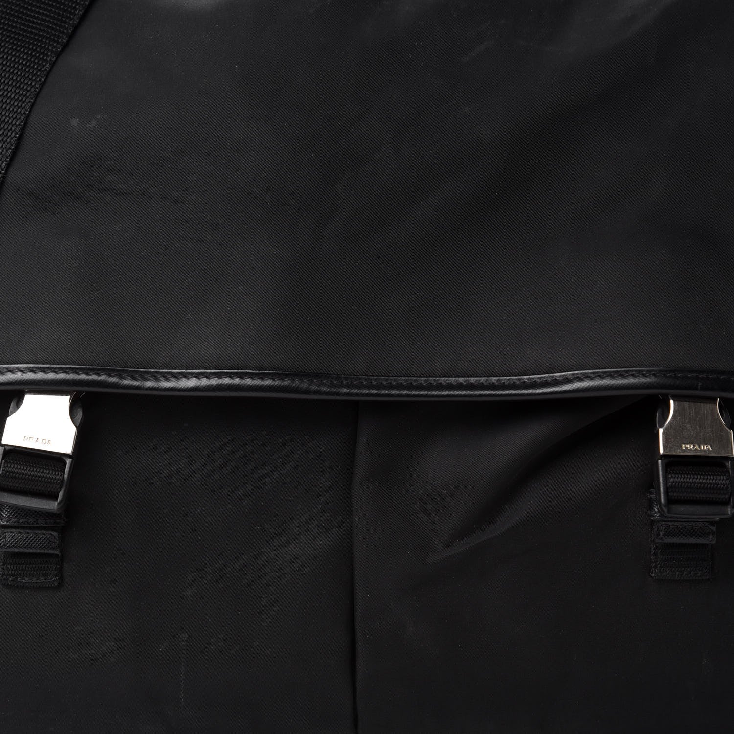 Prada Tessuto Nylon Saffiano Logo Messenger Bag Black 10 of 10