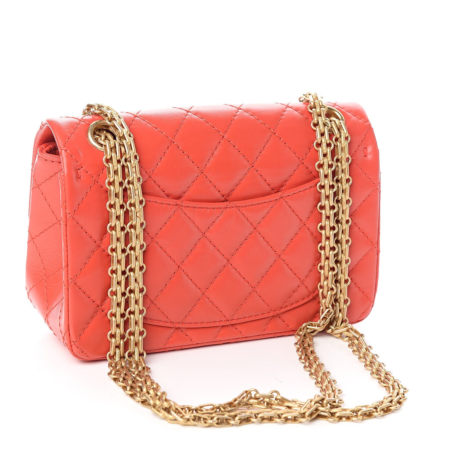 Aged Calfskin Quilted 2.55 Reissue Mini Flap Red