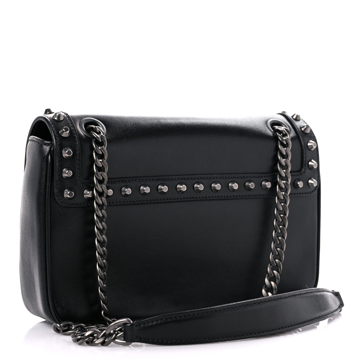 Glace Calfskin Studded Crossbody Black
