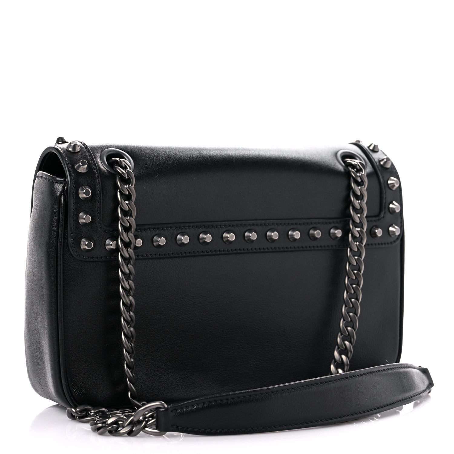 Prada Glace Calfskin Studded Crossbody Black 3 of 9