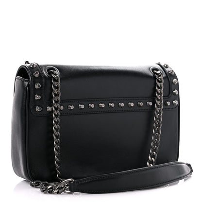 Prada Glace Calfskin Studded Crossbody Black 3 of 9