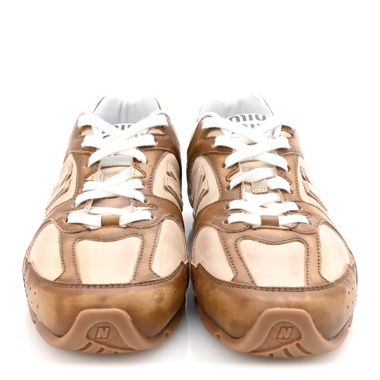 X NEW BALANCE Bleached Calfskin 530 SL Sneakers 38 Cinnamon Travertine Gray