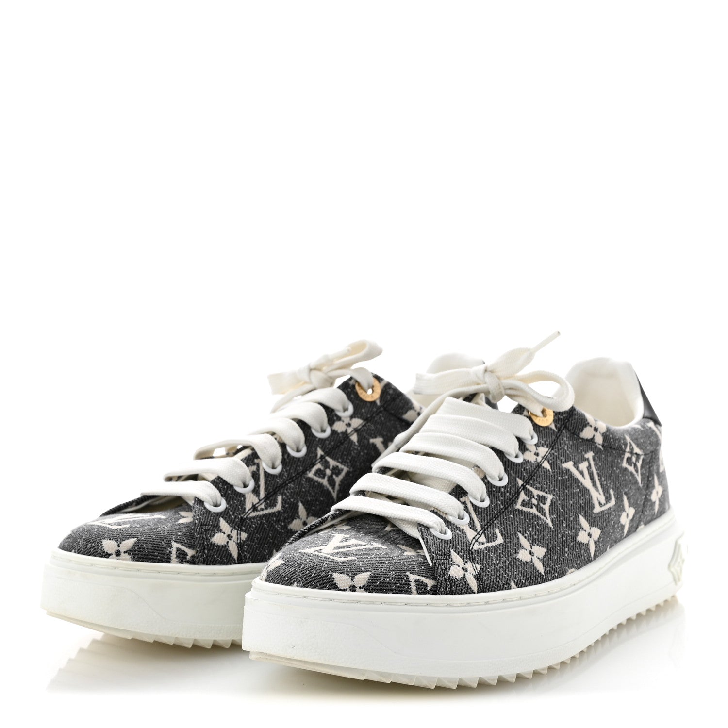 Louis Vuitton Denim Monogram Time Out Sneakers 39 4 of 12