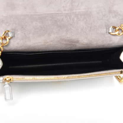Saint Laurent Metallic Calfskin Kate Monogram Tassel Chain Wallet Silver 5 of 11