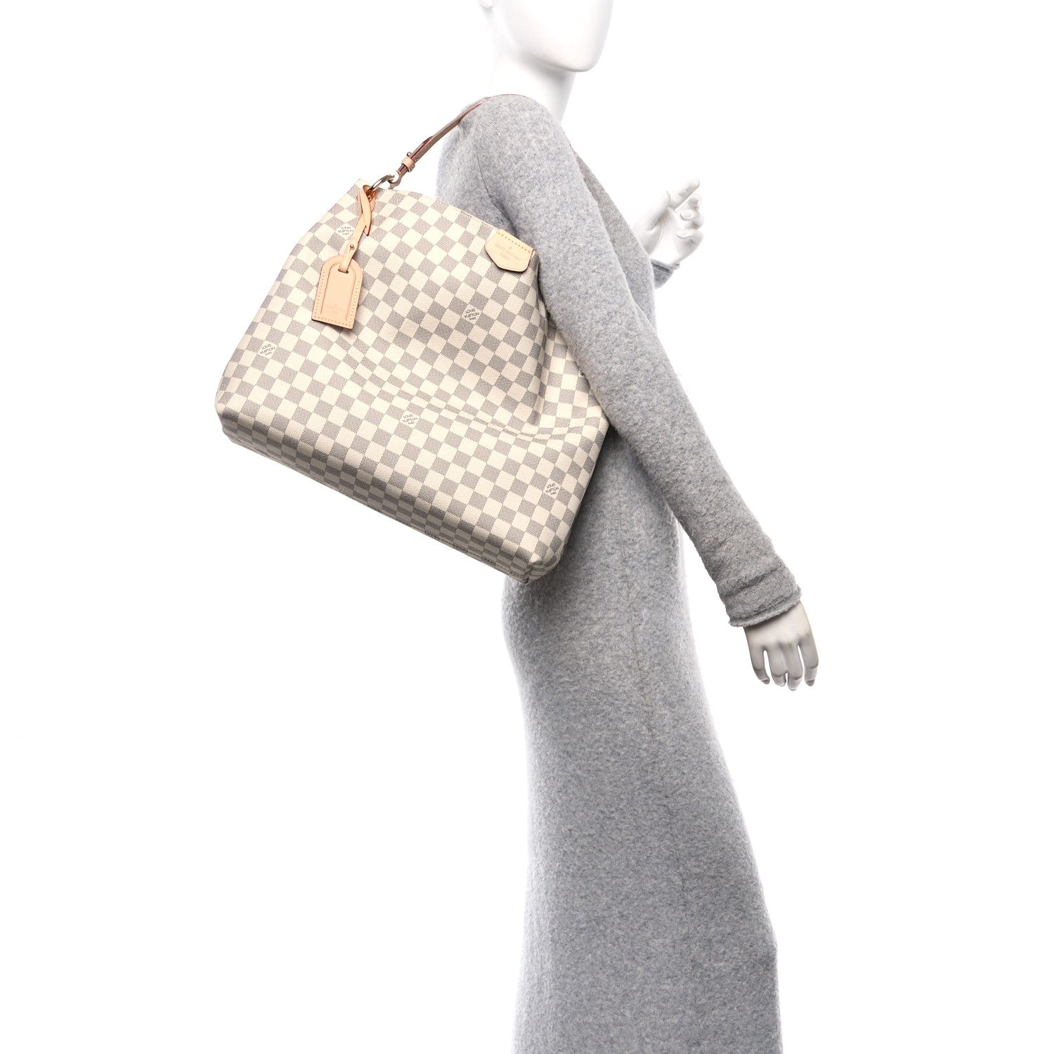 Louis Vuitton Damier Azur Graceful MM Rose Ballerine 2 of 9