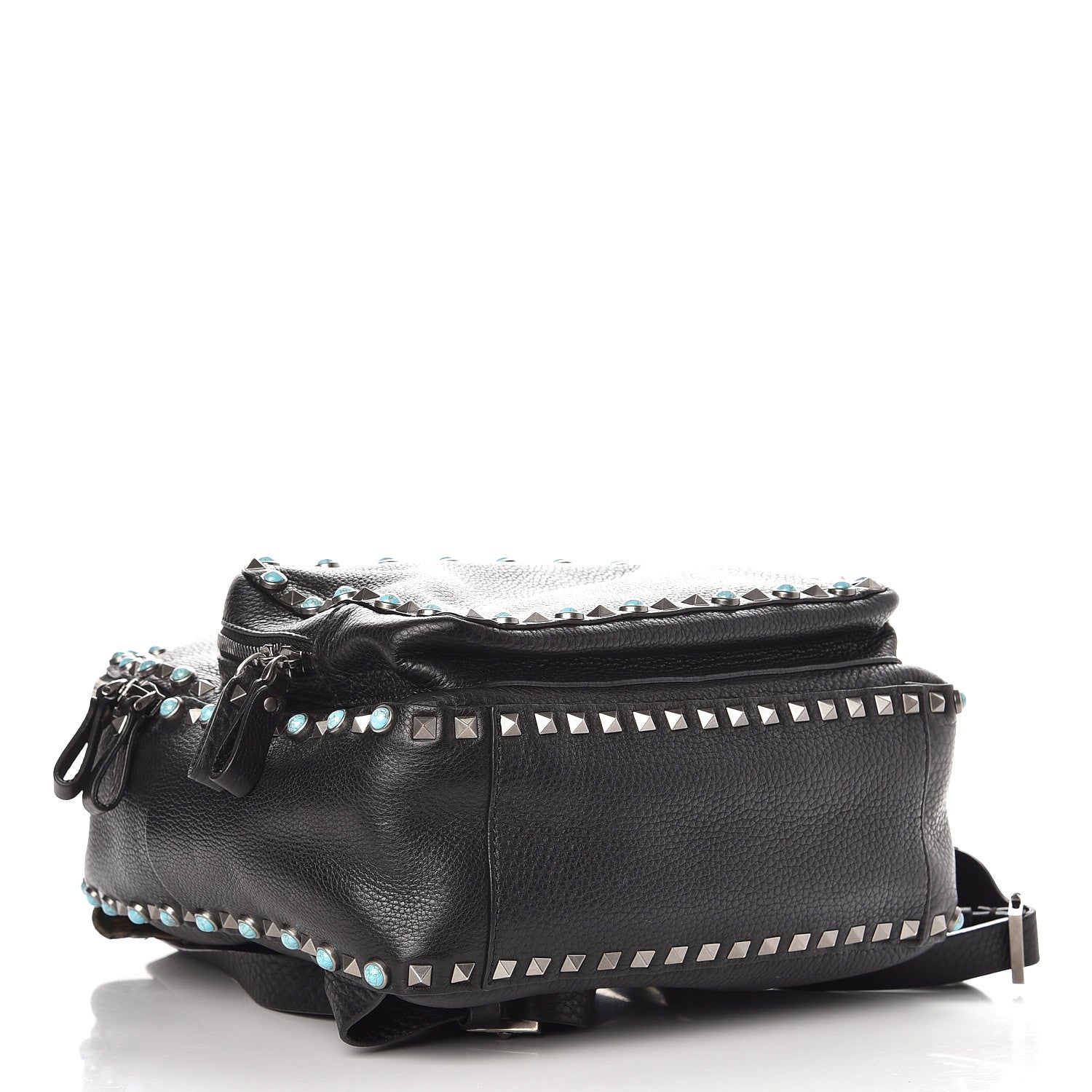 Valentino Garavani VALENTIN Pebbled Calfskin Medium Rockstud Rolling Backpack Black 4 of 7