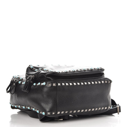 Valentino Garavani VALENTIN Pebbled Calfskin Medium Rockstud Rolling Backpack Black 4 of 7