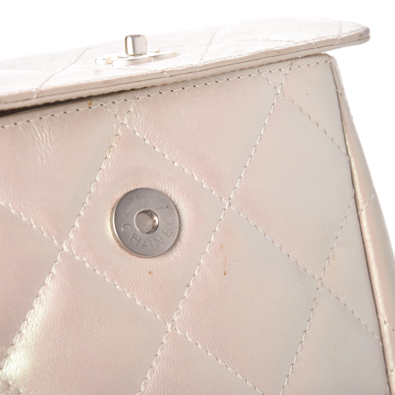 Chanel Iridescent Lambskin Quilted Round Handle Mini Flap 9 of 12