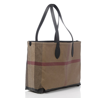Burberry Coated Canvas Mega Check Medium Doodle Tote Black 4 of 16